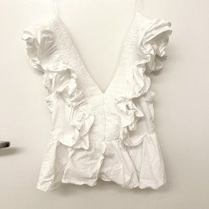 H&M Low Cut V-neck Sleeveless Ruffle Top